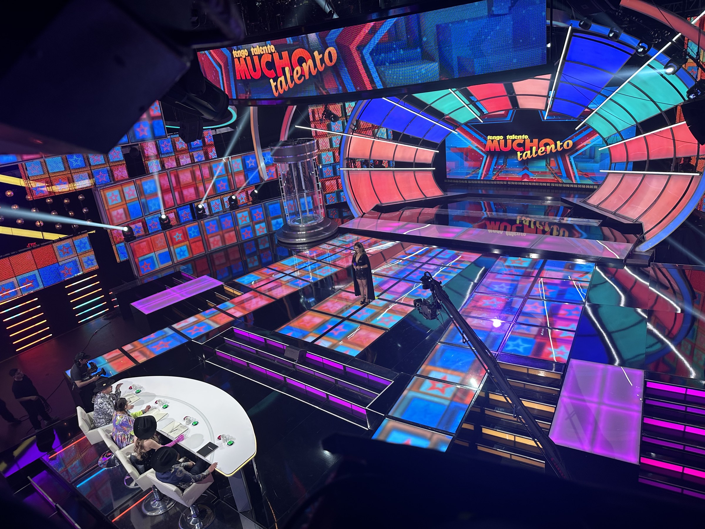 Colorful broadcast set for Tengo Talento Mucho Talento